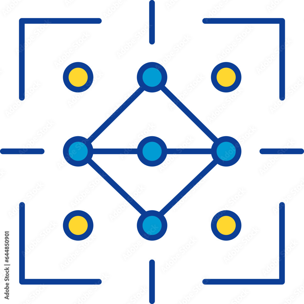 Wall mural security pattern code icon in blue and yellow color.