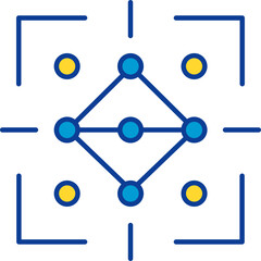 Security Pattern Code Icon In Blue And Yellow Color.