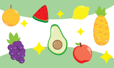 vector fruit collection with background