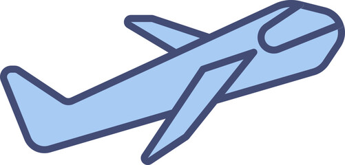 Flat Style Airplane Icon In Blue Color.