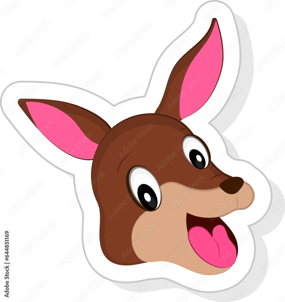 Sticker Sticker Style Blue Cute Kangaroo Animal Face Flat Element.