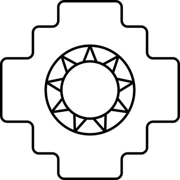 Inca Cross Icon Or Symbol In Line Art.