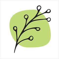 Vector illustration of the outline of a branch on a green spot.