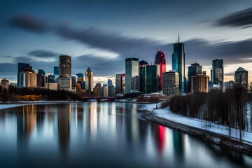 city skyline at night