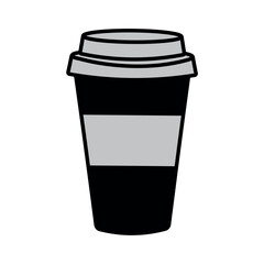 Vector graphic illustration of a black and white coffee cup.