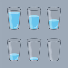 Glass of water infographic. Empty and full glass of water
