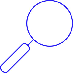 Illustration Of Magnifying Glass Icon In Blue Stroke.