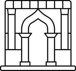 Ancient Archway Building Icon In Black Outline.