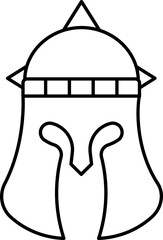 Knight Helmet Icon In Black Outline.