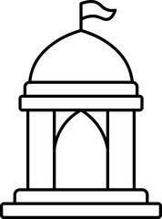 Fototapeta premium Hindu Temple Icon In Line Art.