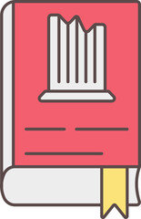 Isolated Archeology Book In Red And Gray Color.