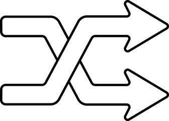 Black Thin Line Art Of Shuffle Arrow Icon.