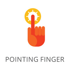 Pointing index finger as symbol of idea flat vector icon. Cartoon drawing or illustration of symbol for new idea or insight on white background. Innovation, creativity, brainstorming concept