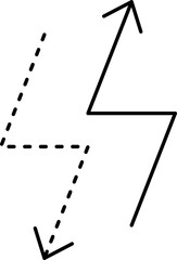 Up And Down Zig Zag Arrow With Dotted Line Icon.
