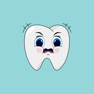 Cute tooth angry.