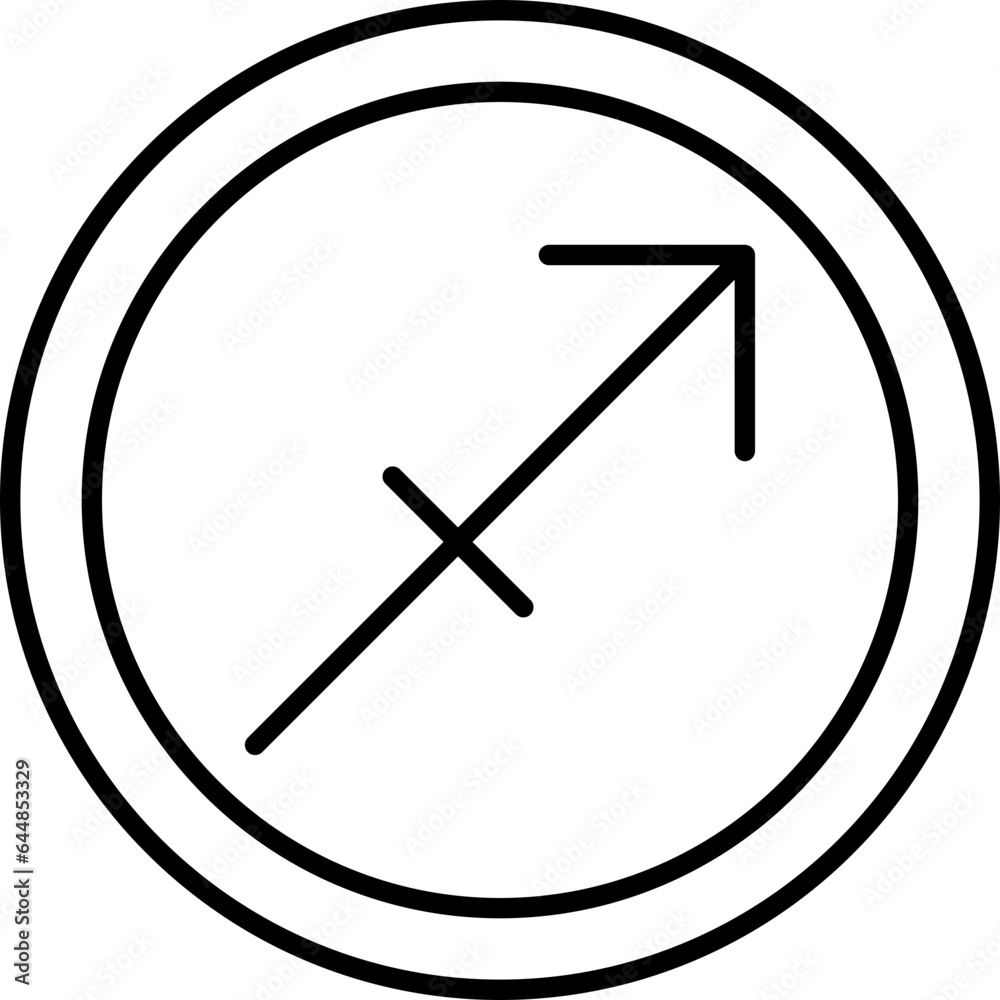 Poster Linear Style Sagittarius Zodiac Symbol On Round Icon.