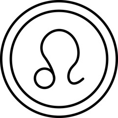 Linear Style Leo Zodiac Symbol On Round Icon.