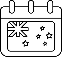 Australia Flag Calendar Icon In Line Art.