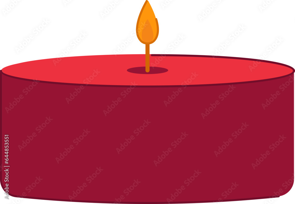 Sticker Tealight Or Diya Icon In Red Color.