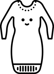 Cartoon Smile Face Print Female Suit Icon In Line Art.