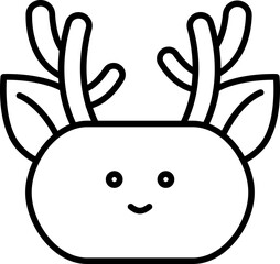 Black Line Art Illustration Of Reindeer Pot.