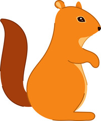 Cute Squirrel Cartoon Icon In Orange Color.