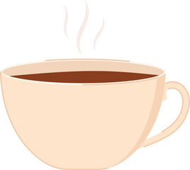 Hot Tea Or Coffee Cup Icon In Peach Color.