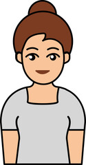 Grey Suit Wearing Young Lady Icon In Brown And Gray Color.
