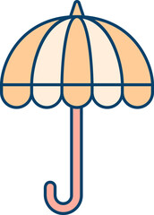Flat Style Umbrella Icon In Red And Orange Color.