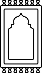 Isolated Archway Frame Rug Black Thin Line Art Icon.