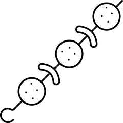 Black Outline Illustration Of Kebab Icon.