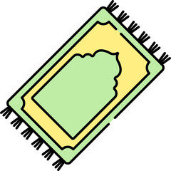 Flat Style Rug Green And Yellow Icon.