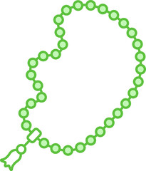 Green Tasbih Flat Icon On White Background.
