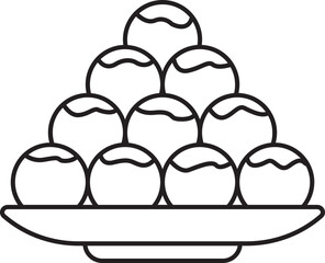 Isolated Laddo Or Laddu Icon In Line Art.