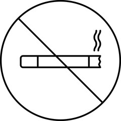 No Smoking Icon Or Symbol In Black Outline.