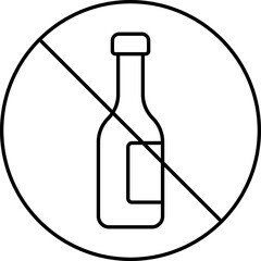 No Drink Icon Or Symbol In Black Line Art.