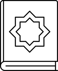 Isolated Quran Book Icon In B&w Color.