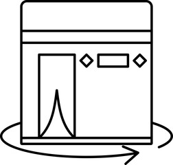 Illustration Of Kaaba Icon In Line Art.