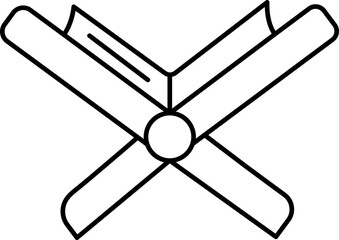 Open Holy Book Holder Black Thin Line Art.