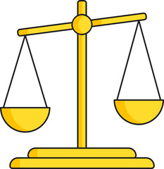 Flat Illustration Of Yellow Balance Scale Icon.