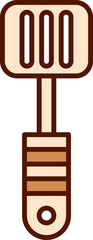 Isolated Spatula Icon In Peach And Brown Color.