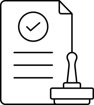 recommend clip art: Approved Document With Stamp Icon In Black Outline.