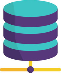 Purple And Turquoise Database Cylinder Flat Icon.