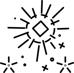 Black Line Art Fireworks Icon Or Symbol.
