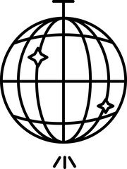 Isolated Disco Ball Icon In Line Art.