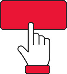 Finger Touch Screen Icon Or Symbol In Red And White Color.