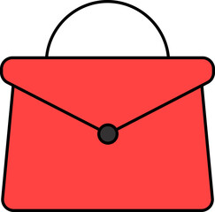 Isolated Red Hand Bag Icon In Flat Style.