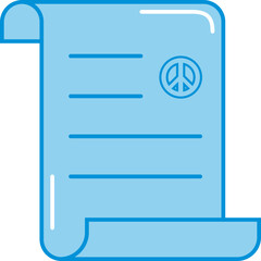 Blue Scroll Peace Paper Icon In Flat Style.