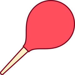 Red Bulb Pipette Icon In Flat Style.