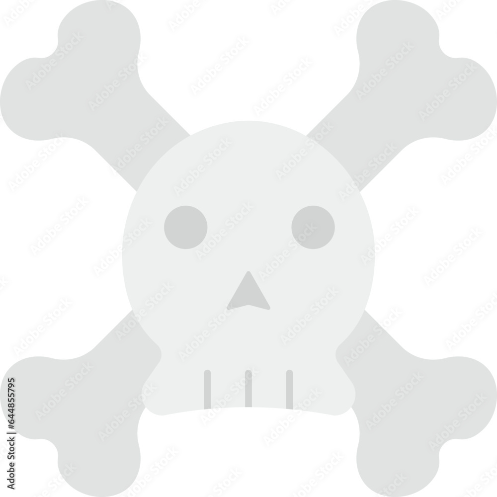 Sticker crossbones and skull icon in gray color.